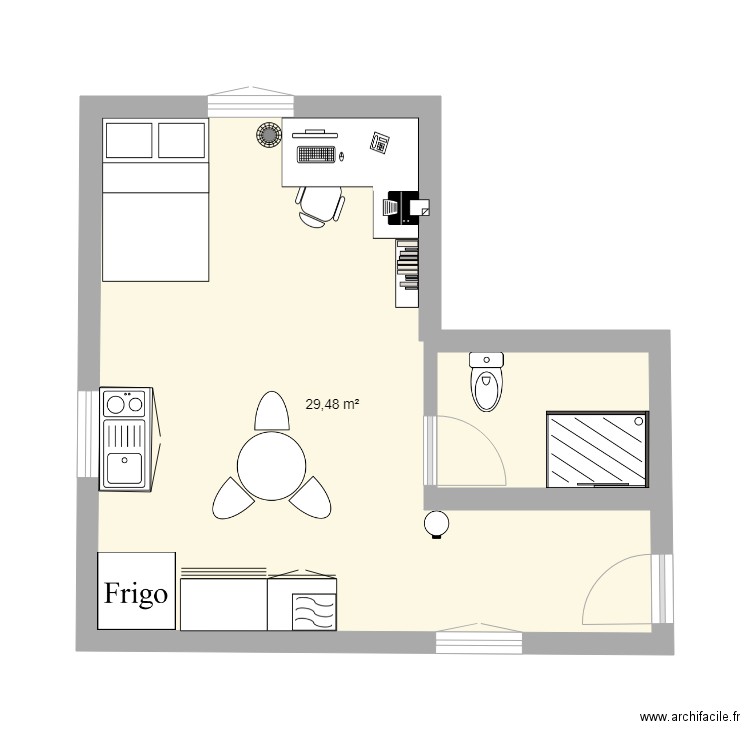 alyssa. Plan de 1 pièce et 29 m2