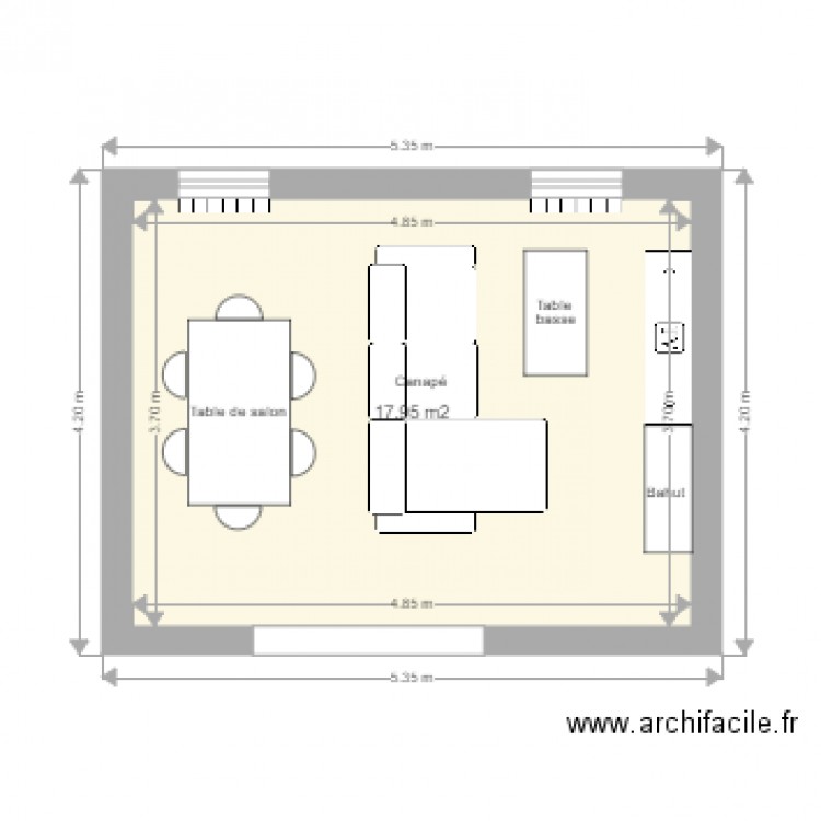 Salon Salle à manger. Plan de 0 pièce et 0 m2