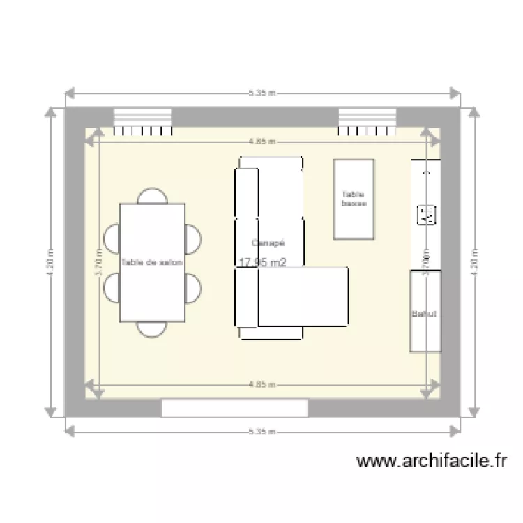 Salon Salle &agrave; manger. Plan de 