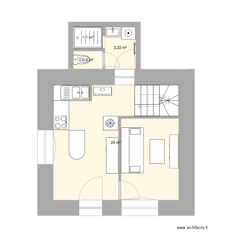 Maison Mazabrard 3. Plan de 4 pièces et 28 m2