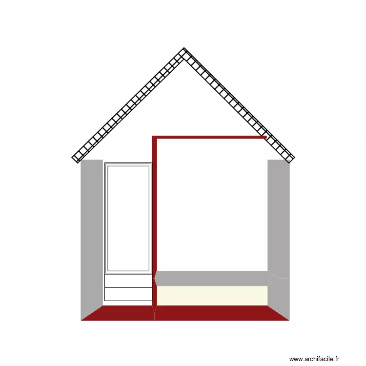 coupe &eacute;curie contre grange. Plan de 