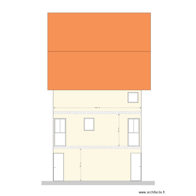 plan façade actuelle RENVOI PERMIS. Plan de 3 pièces et 48 m2