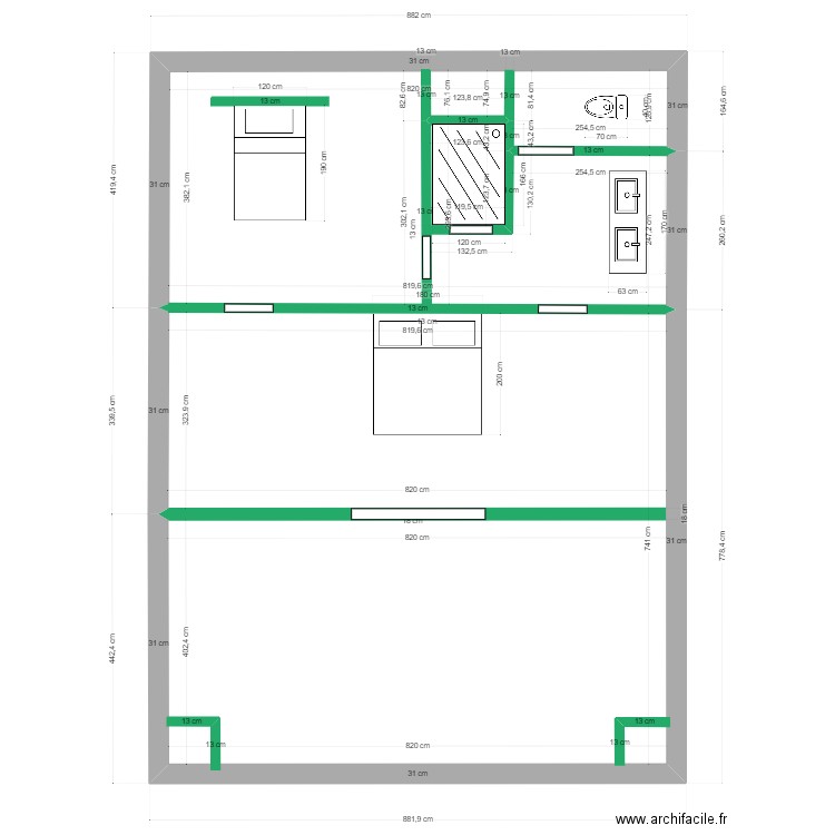 Modification 1er Maison existante 2. Plan de 0 pièce et 0 m2