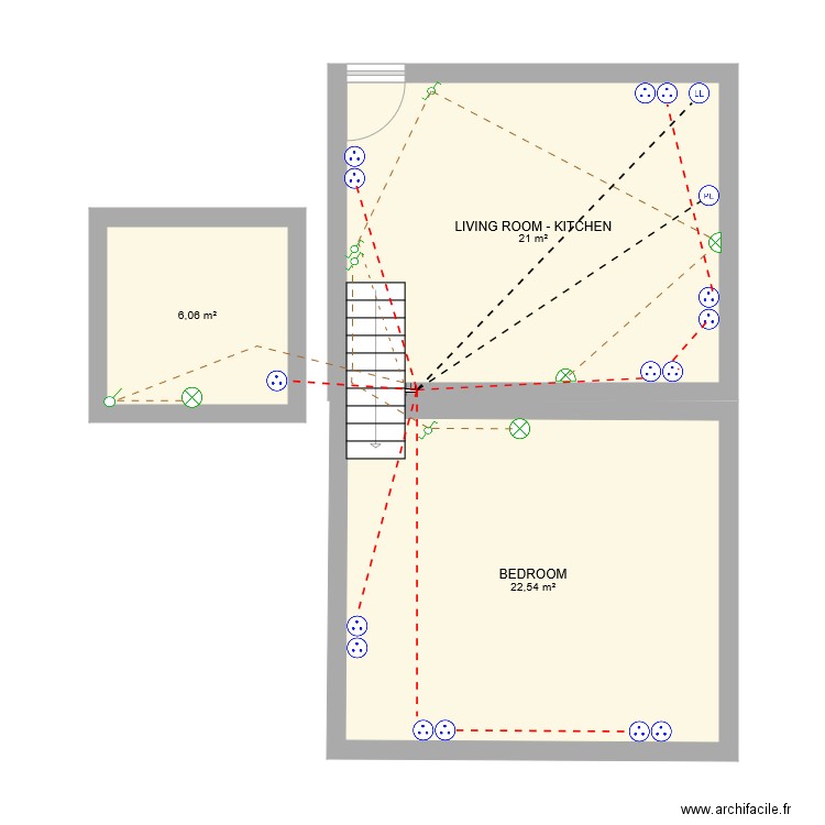 HURLEY 3. Plan de 3 pièces et 50 m2