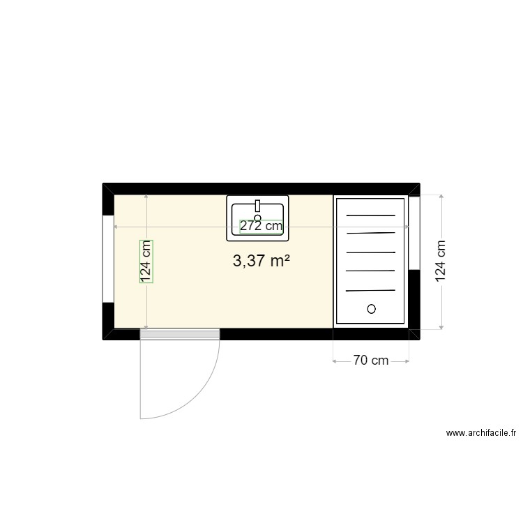 THIRIEZ. Plan de 1 pièce et 3 m2