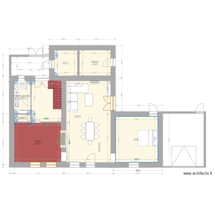 levet. Plan de 7 pièces et 104 m2