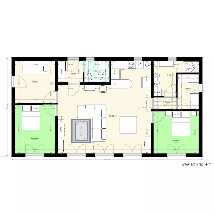 90 M2 plain pied2 3 ch . Plan de 90 M2 plain pied2 3 ch . Plan de
