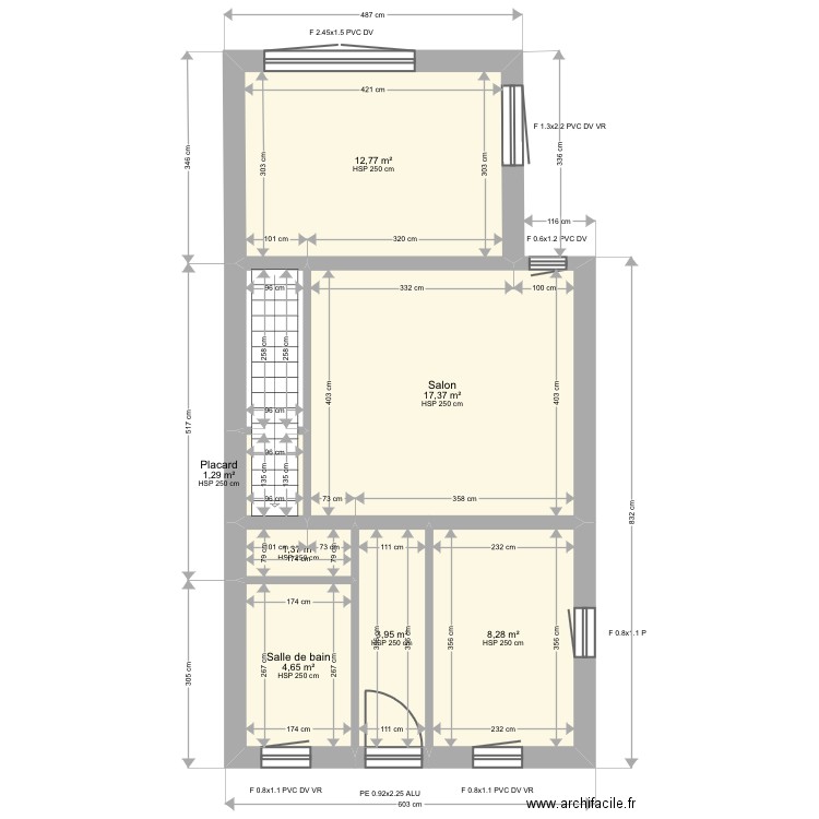 Tessier. Plan de 14 pièces et 92 m2