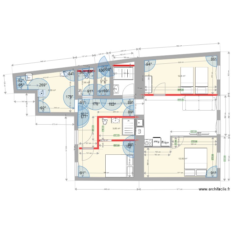 Kertesz 43 new. Plan de 7 pièces et 59 m2