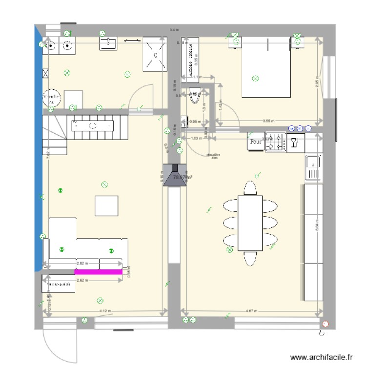 projet Chessenaz rez modif fini salon gauche. Plan de 0 pièce et 0 m2