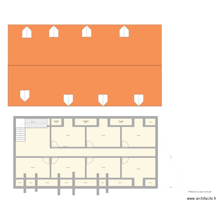 GRANGE FINAL. Plan de 21 pièces et 139 m2