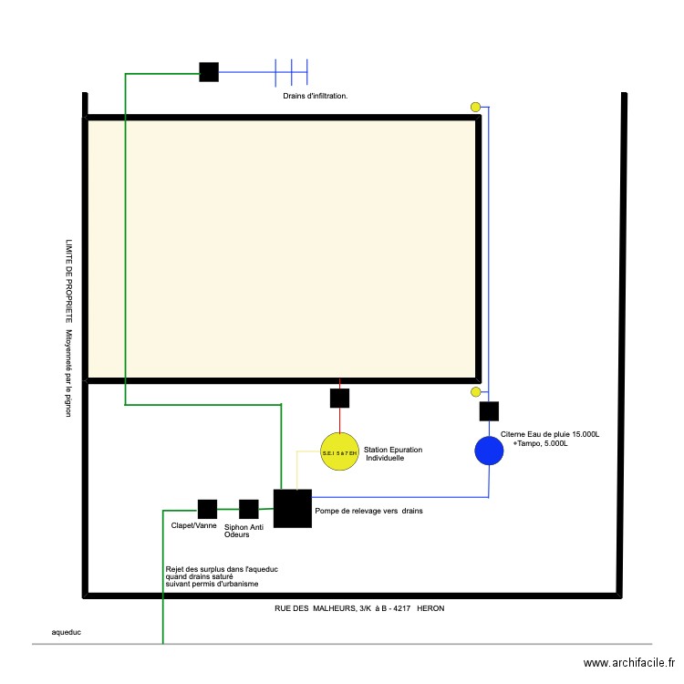 malheurs 3K. Plan de 1 pièce et 99 m2