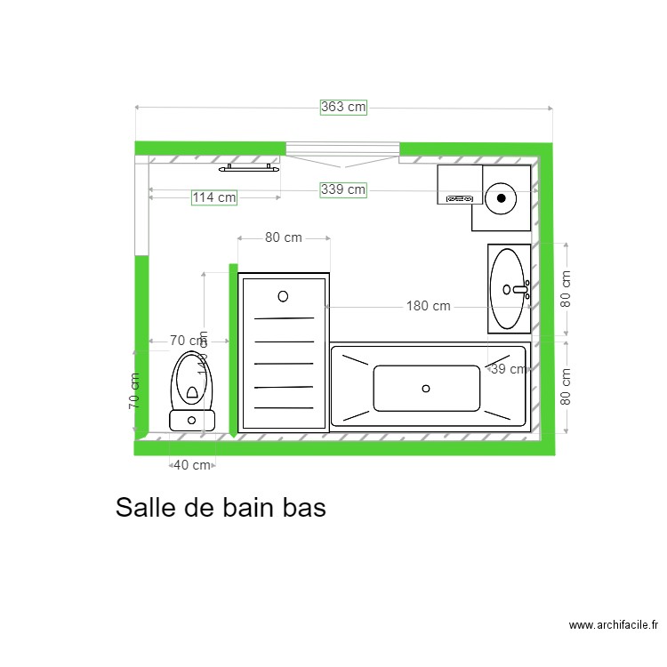 Salle de bain bas. Plan de 0 pièce et 0 m2