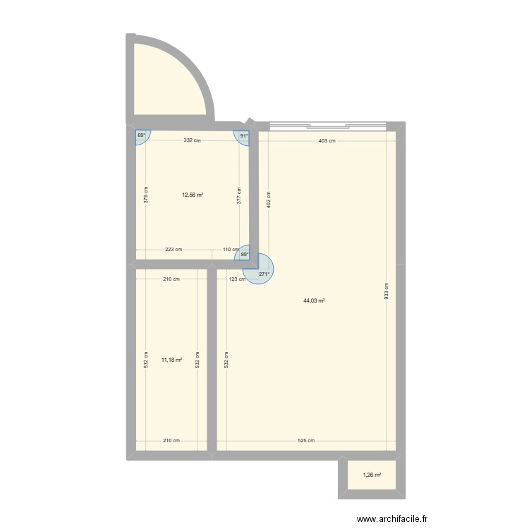 plan de masse avec extension. Plan de 4 pièces et 69 m2