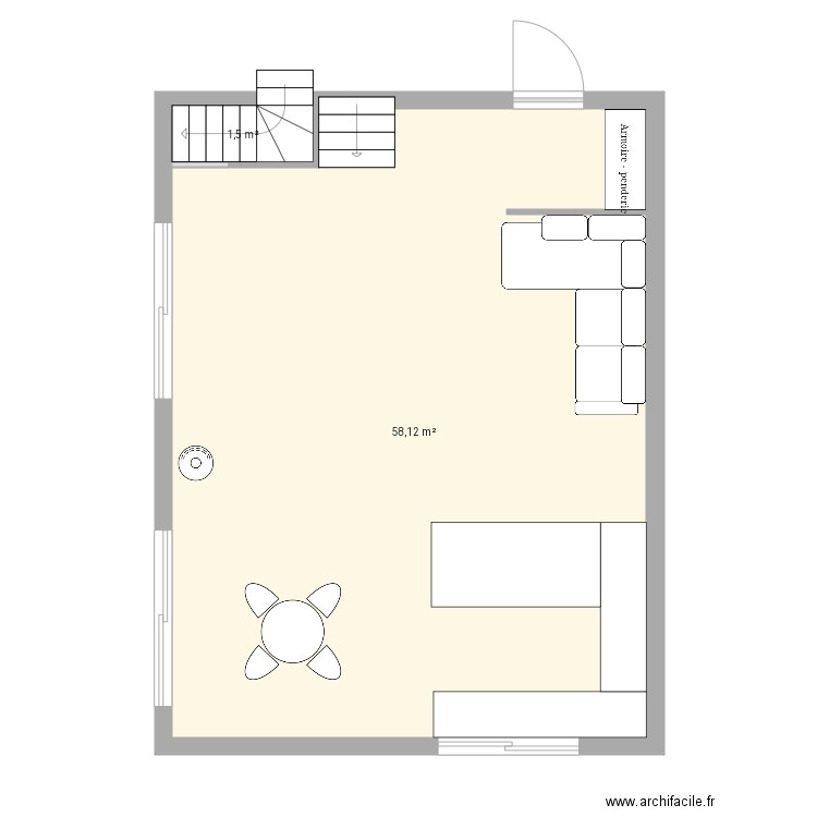 somer 3. Plan de 2 pièces et 60 m2