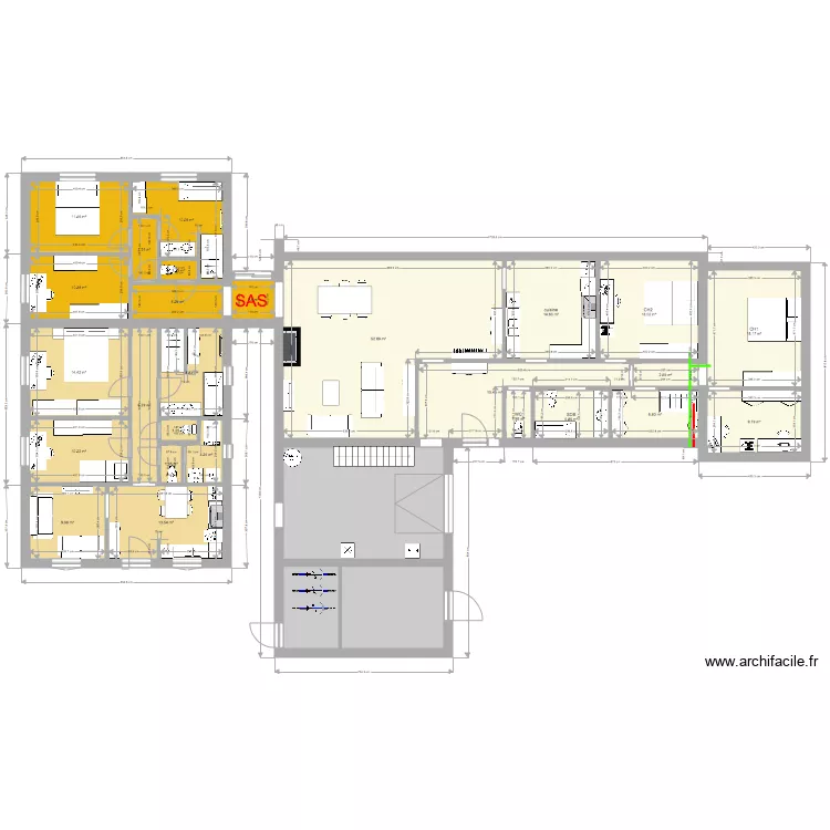 SAS Mathias ch sdb bureau appart 2 chambres . Plan de SAS Mathias ch sdb bureau appart 2 chambres . Plan de