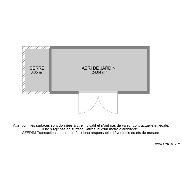 BI 6869 ABRI DE JARDIN. Plan de 2 pièces et 30 m2