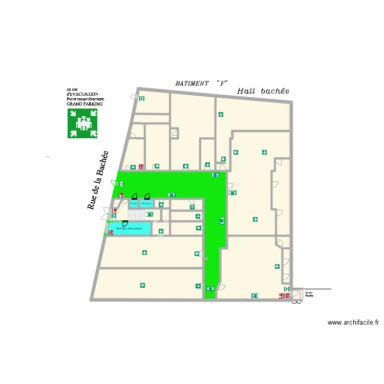 Bachée rez projet pictogrammes. Plan de 0 pièce et 0 m2