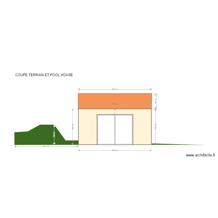 coupe façade et terrain. Plan de 0 pièce et 0 m2