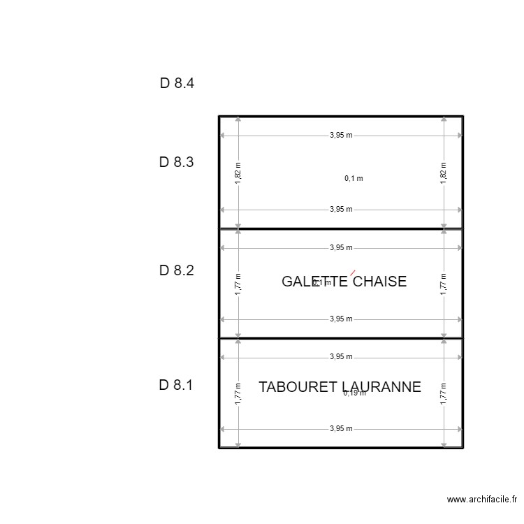 D 8. Plan de 3 pièces et 21 m2