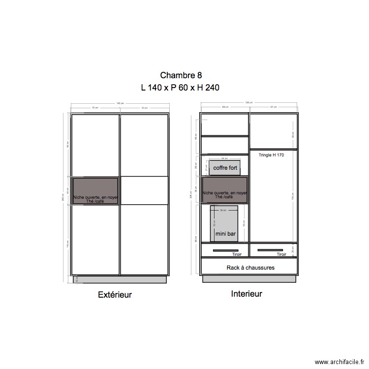 Placard Chambre 8. Plan de 0 pièce et 0 m2