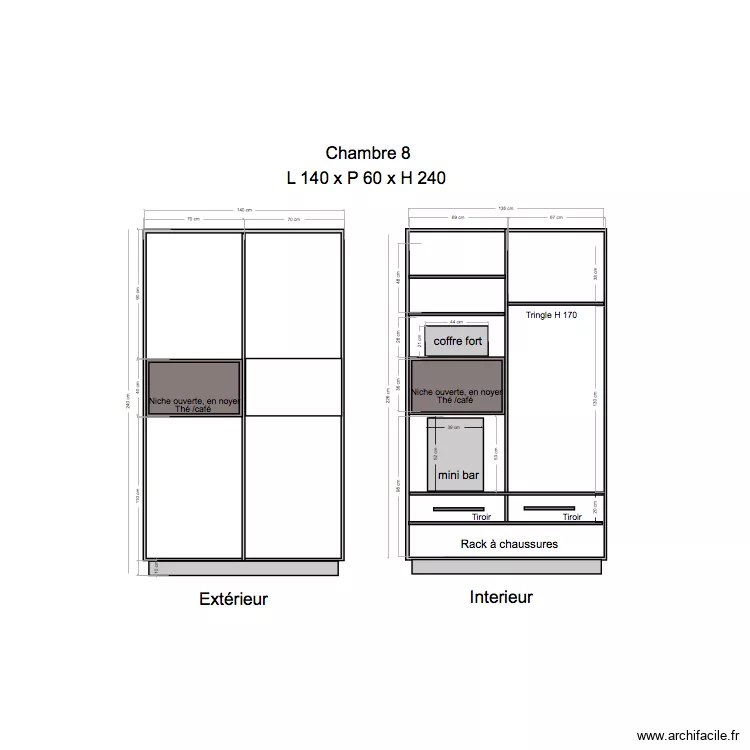Placard Chambre 8. Plan de Placard Chambre 8. Plan de