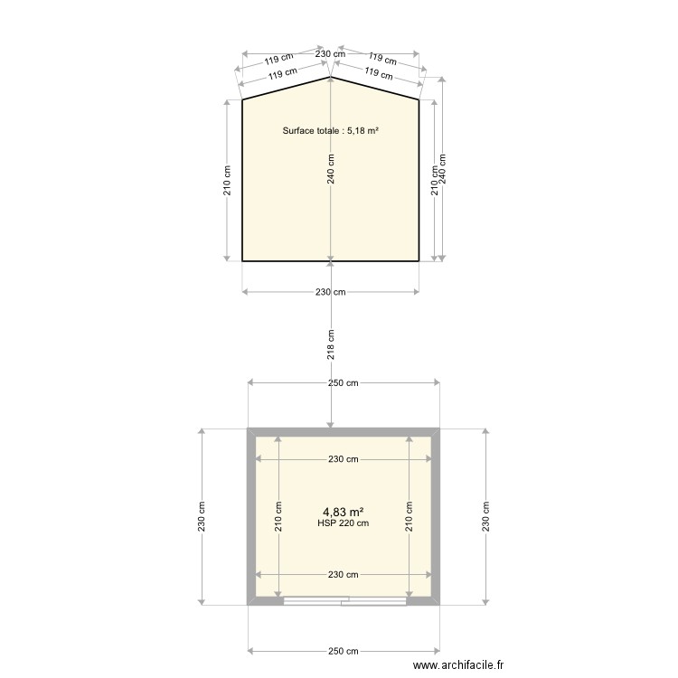 Projet pièce jardin . Plan de 1 pièce et 5 m2