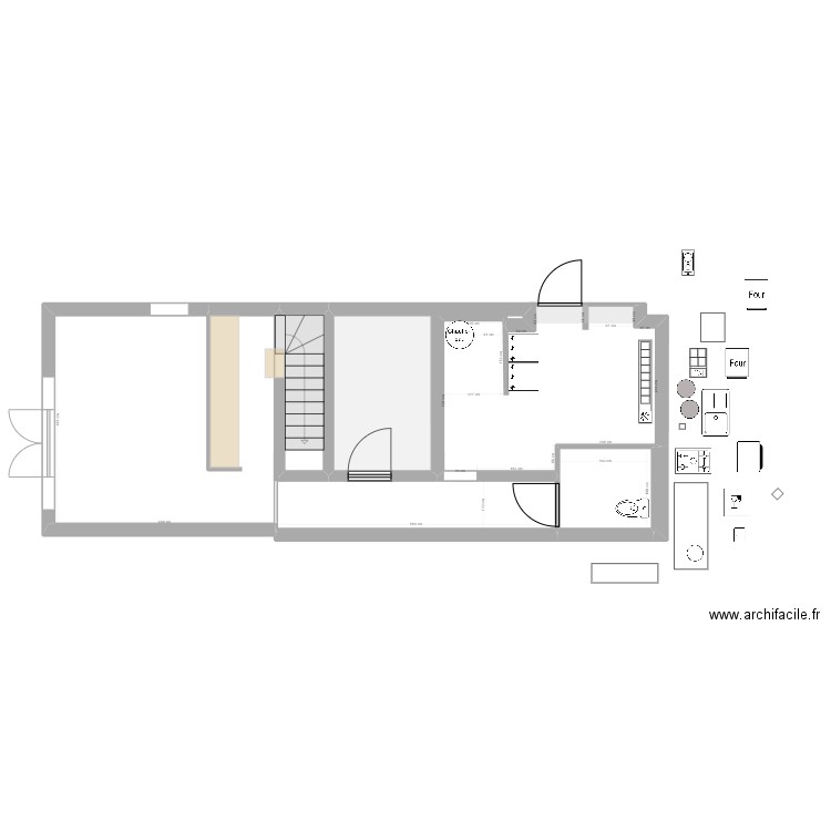 CUISINE CHEZ GWEN. Plan de 4 pièces et 31 m2
