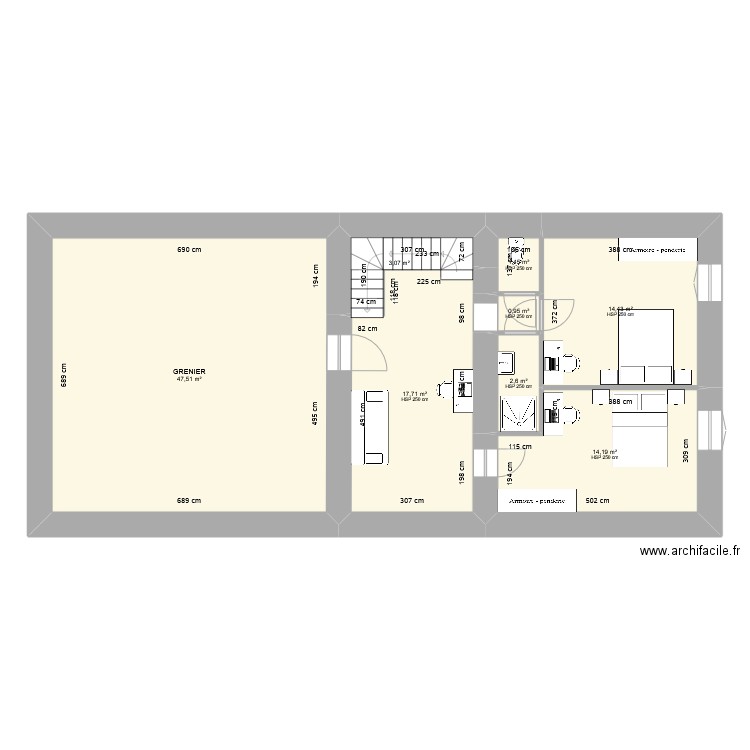 Ozenay 2éme projet. Plan de 8 pièces et 102 m2