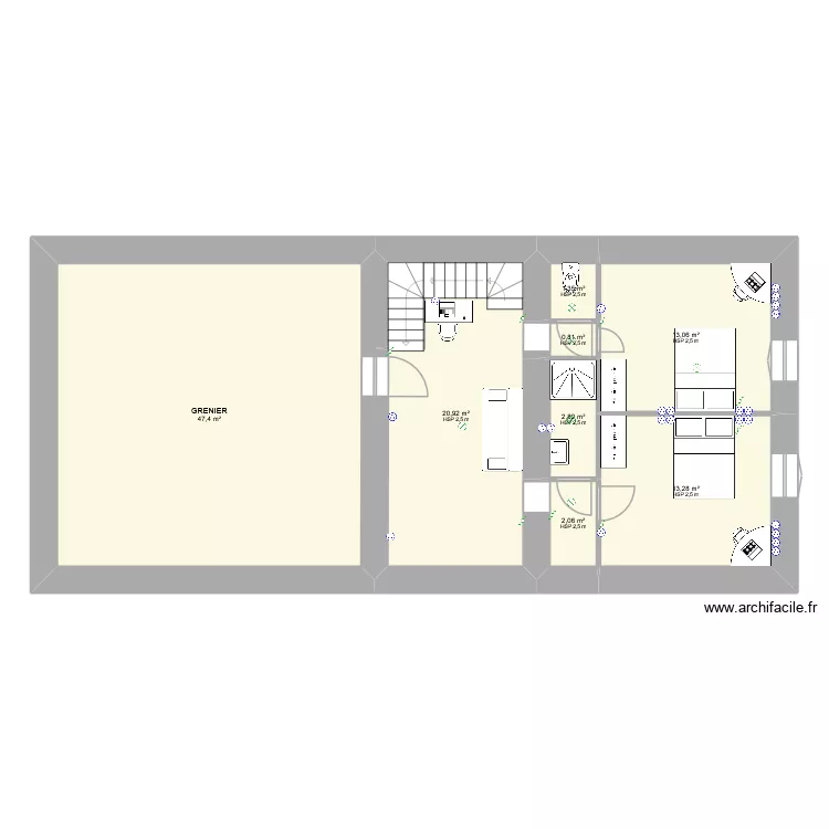 Ozenay 2&eacute;me projet. Plan de 8 pièces et 102 m²