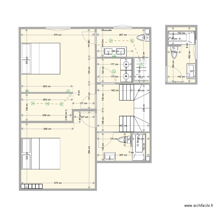 Salle de bain migneaux . Plan de 7 pièces et 51 m2