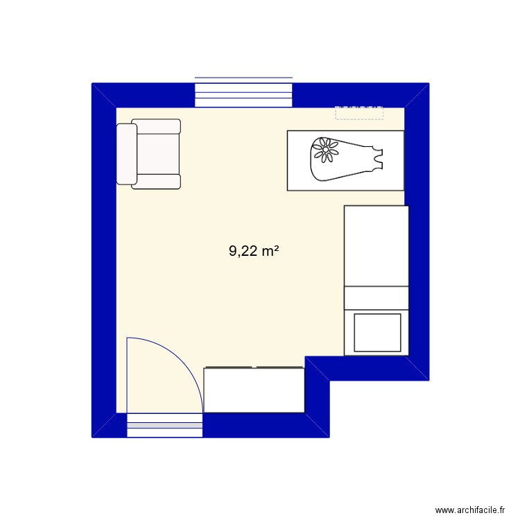 chambre bb. Plan de 1 pièce et 9 m2