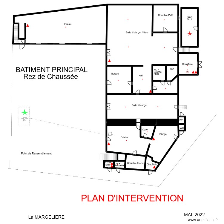 PLan D'Intervention. Plan de 12 pièces et 566 m2