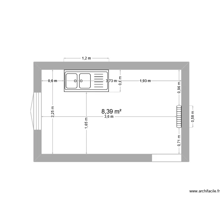 cuisine maison1. Plan de 1  et 8 m²