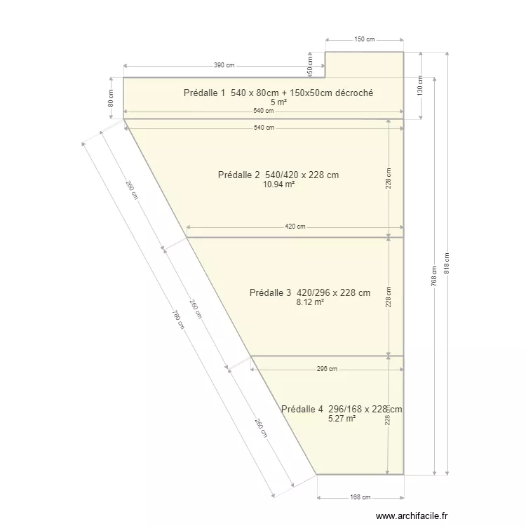 Pr&eacute;dalle Didier bon. Plan de 