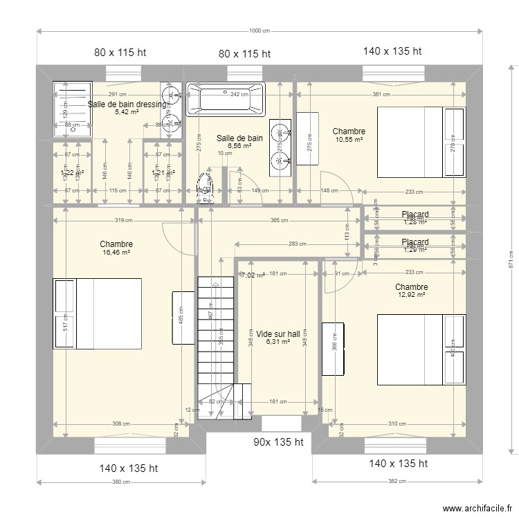 MOUHOUBI comble 1. Plan de 11 pièces et 70 m2