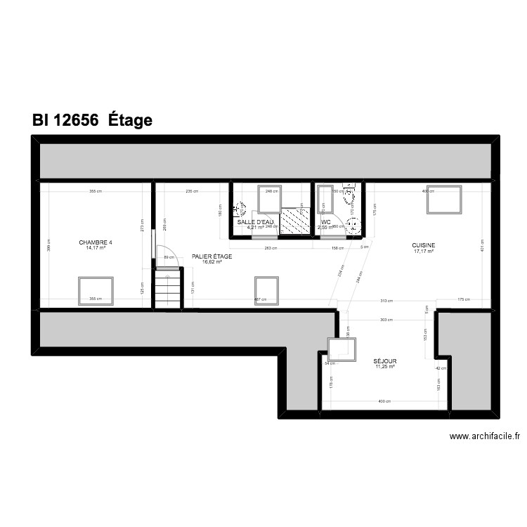 BI 12656. Plan de 21 pièces et 304 m2