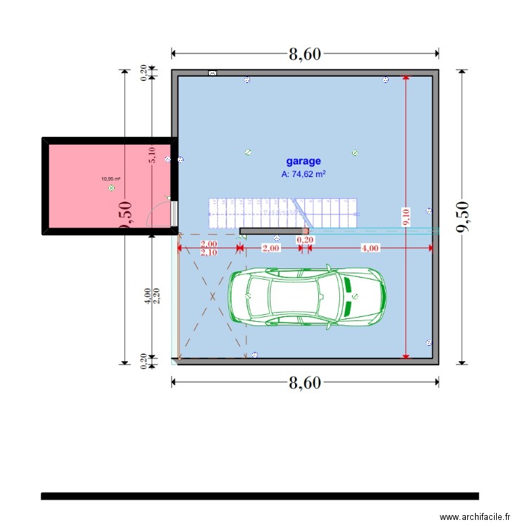 lof sous sol. Plan de 1 pièce et 11 m2