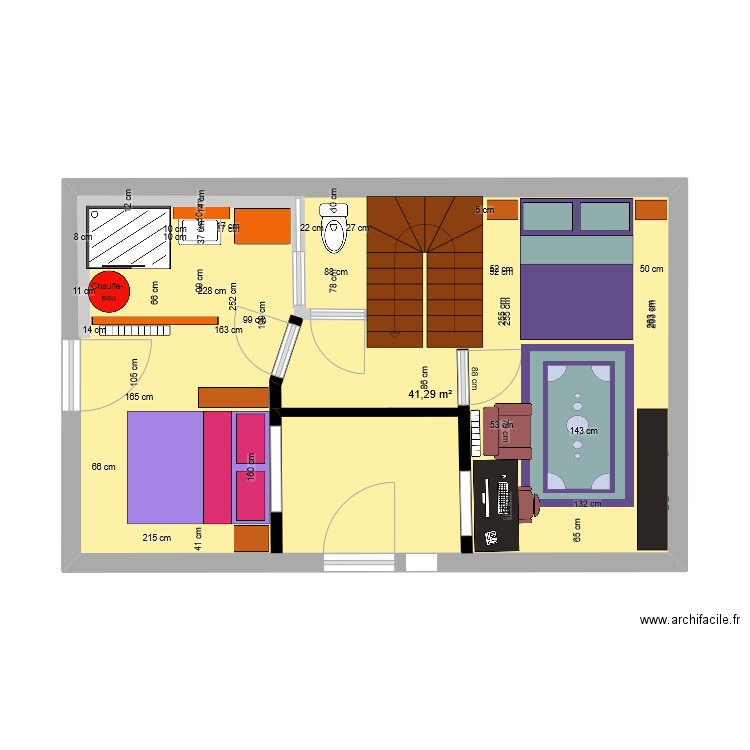 Maison rdc . Plan de 1 pièce et 41 m2