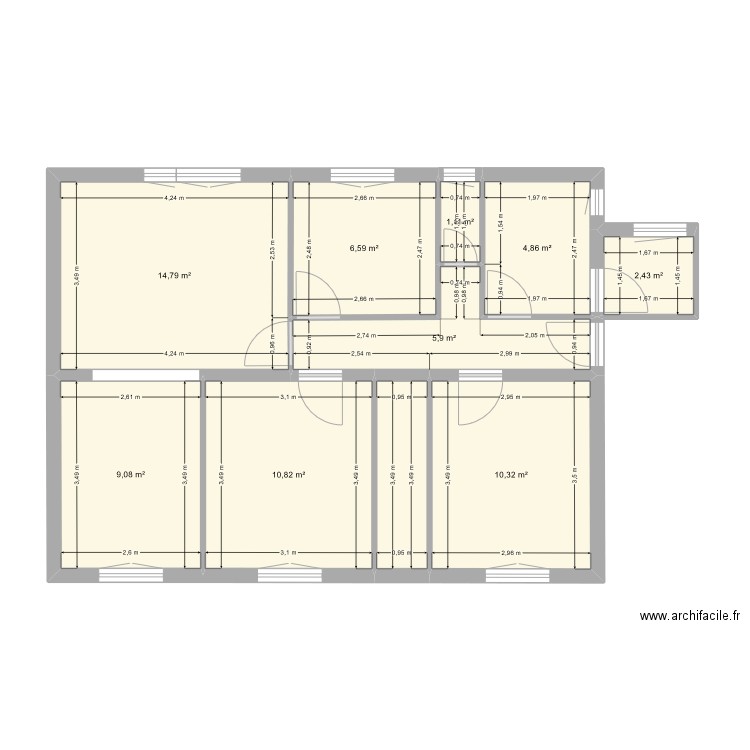 Appart 70. Plan de 10 pièces et 69 m2