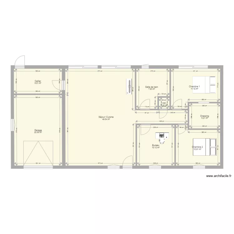 maison plain pied. Plan de 
