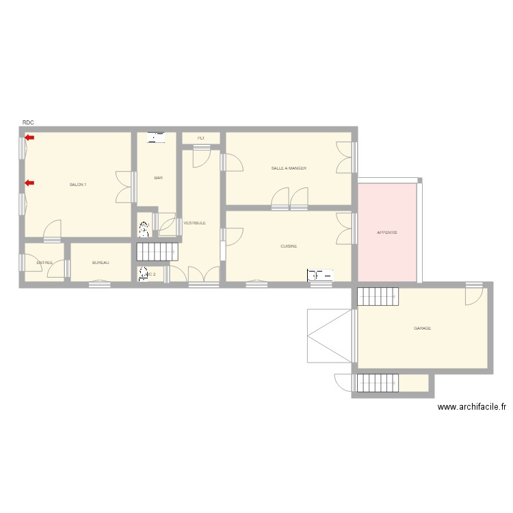 ginty amiante rdc. Plan de 0 pièce et 0 m2