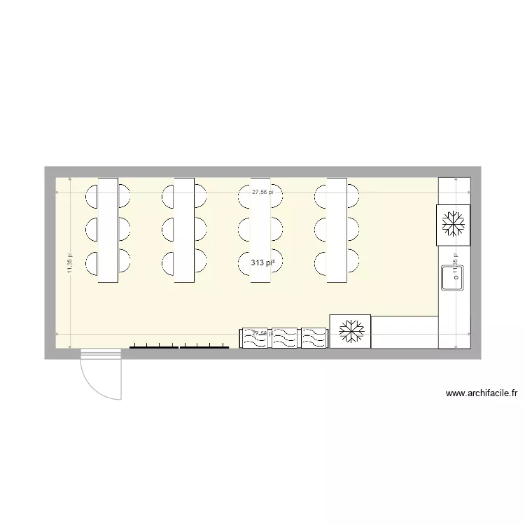 Caf&eacute;t&eacute;ria. Plan de 