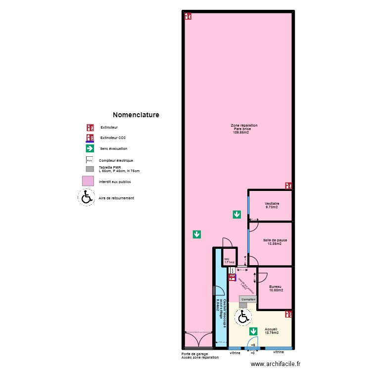 Rapide Pare Brise. Plan de 8 pièces et 260 m2