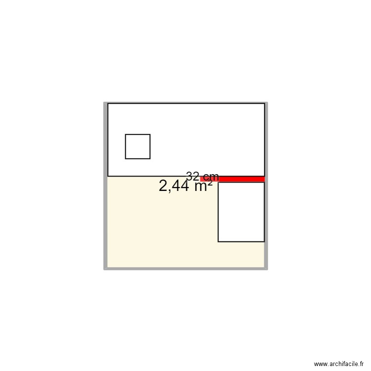 FARID BAIGNOIRE. Plan de 1 pièce et 2 m2