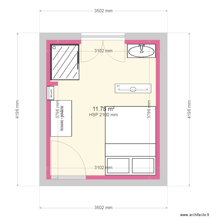 Valentine Chambre Garage 2. Plan de 1 pièce et 12 m2