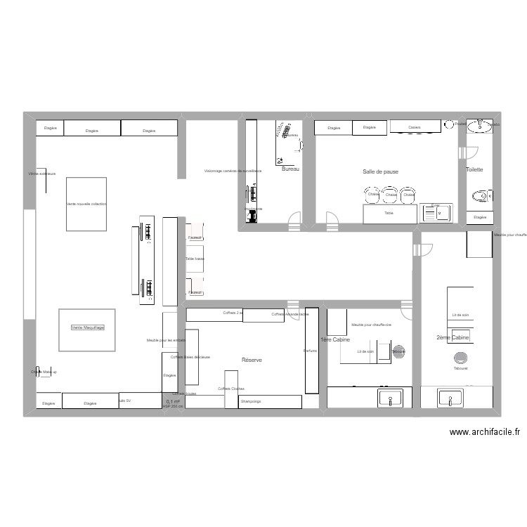 yves rocher, travail ccf. Plan de 7 pièces et 66 m2