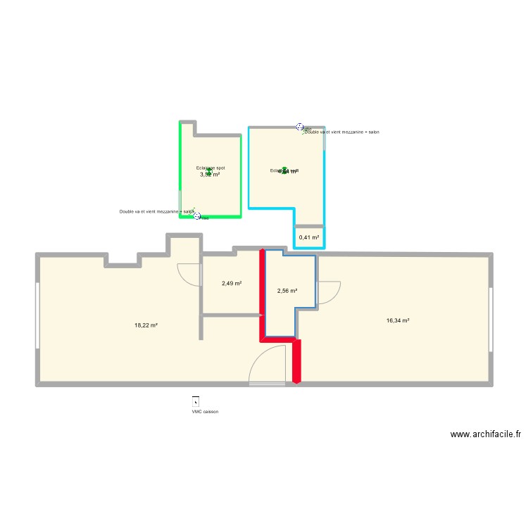 Plan métré. Plan de 7 pièces et 48 m2