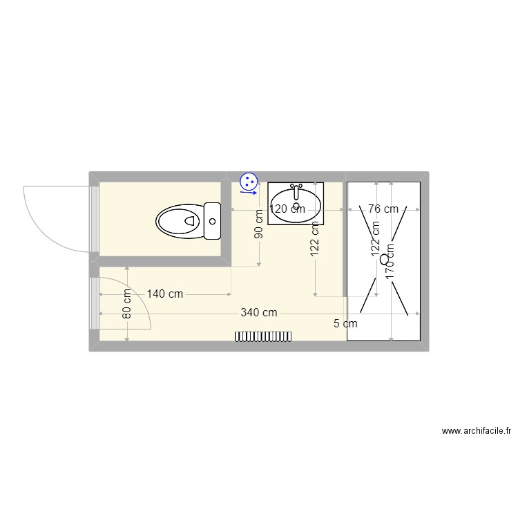 Tata. Plan de 2 pièces et 6 m2