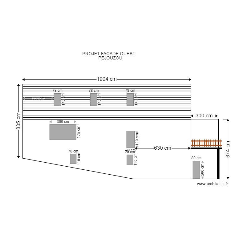 PROJET FACADE OUEST PEJOUZOU bis. Plan de 0 pièce et 0 m2